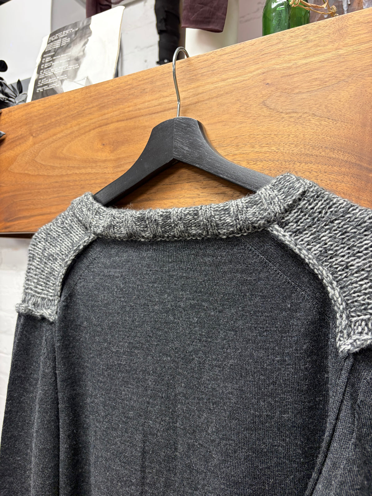 Dolce & Gabbana Mainline Dark/Light Grey Heavy Speckled Wool V-Neck Sweater