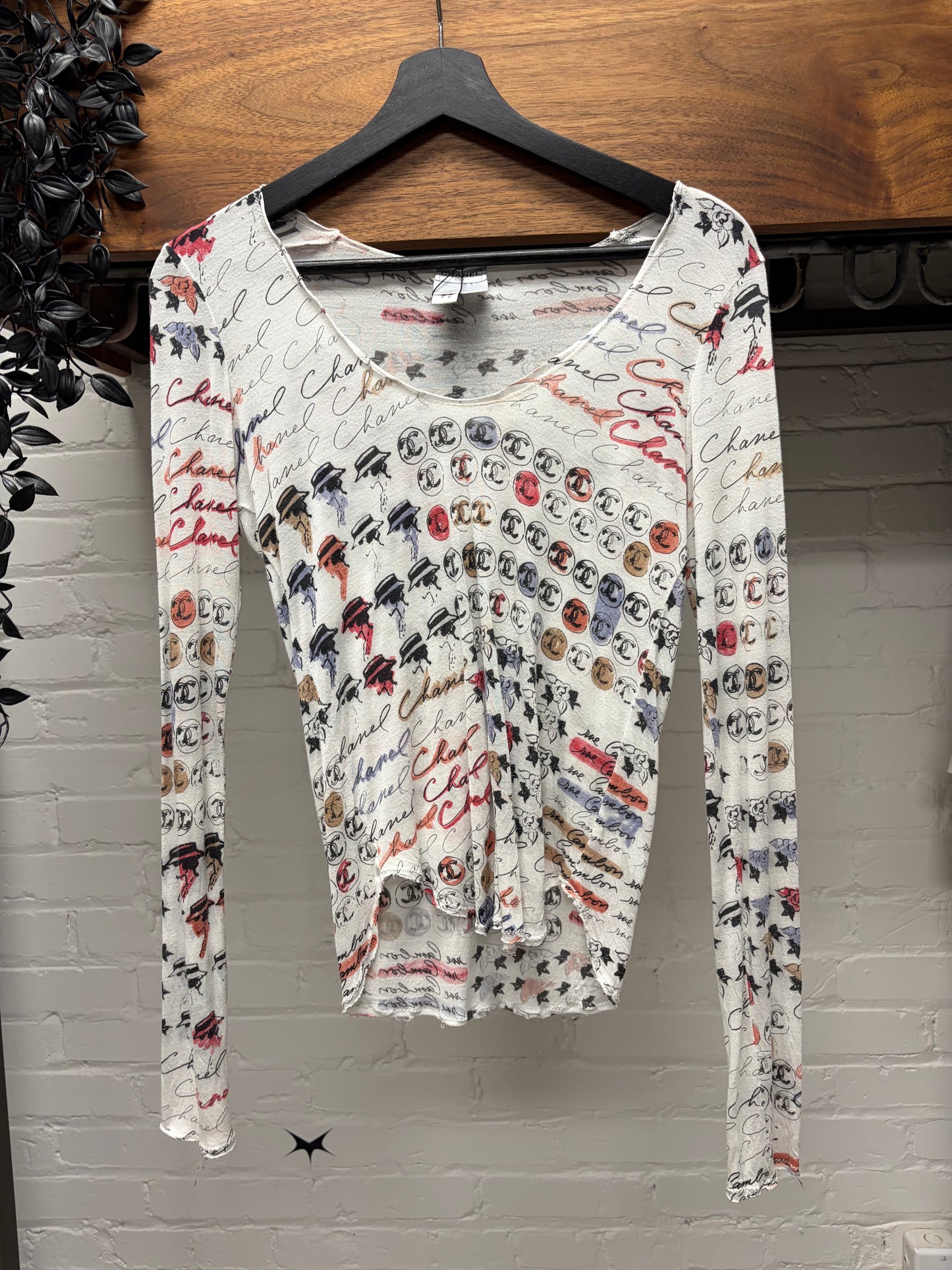 SS2006 Chanel ‘Cruise’ Semi Sheer Silk Long Sleeve Top