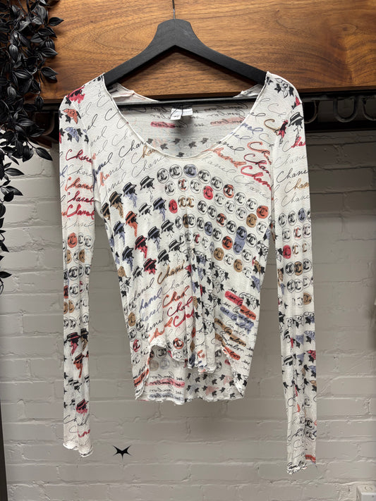 SS2006 Chanel ‘Cruise’ Semi Sheer Silk Long Sleeve Top