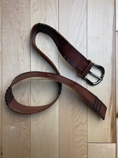 Tornado Mart Washed Brown Rustic Buckle Belt