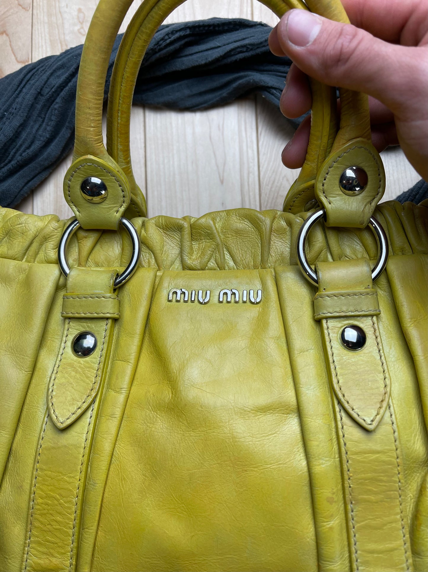 Miu Miu Yellow Leather Shoulder Bag