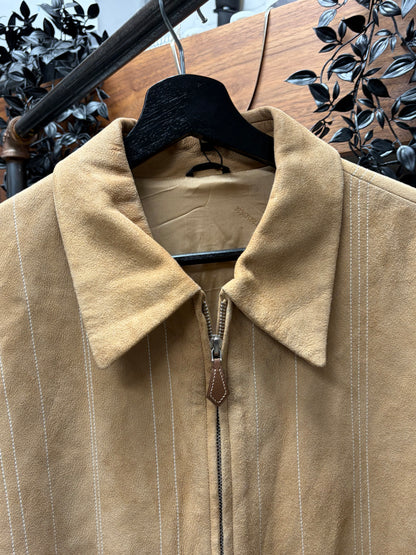 Vintage Hermes Striped Suede Jacket With Silk Liner