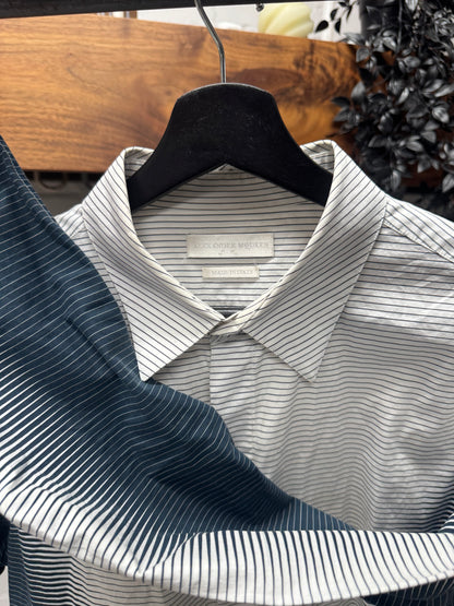 2008 Alexander McQueen ‘Gradient Pinstripe’ White/Blue Button Up Shirt