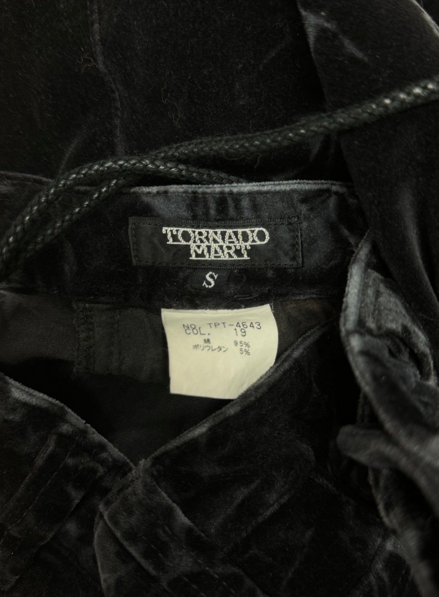 Tornado Mart Black Velour ‘Lace Up’ Flared Pants