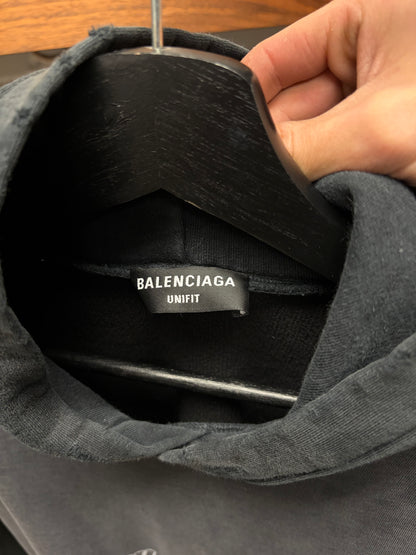 2021 Balenciaga ‘Speedhunters’ Reconstructed Metal Logo Hoodie