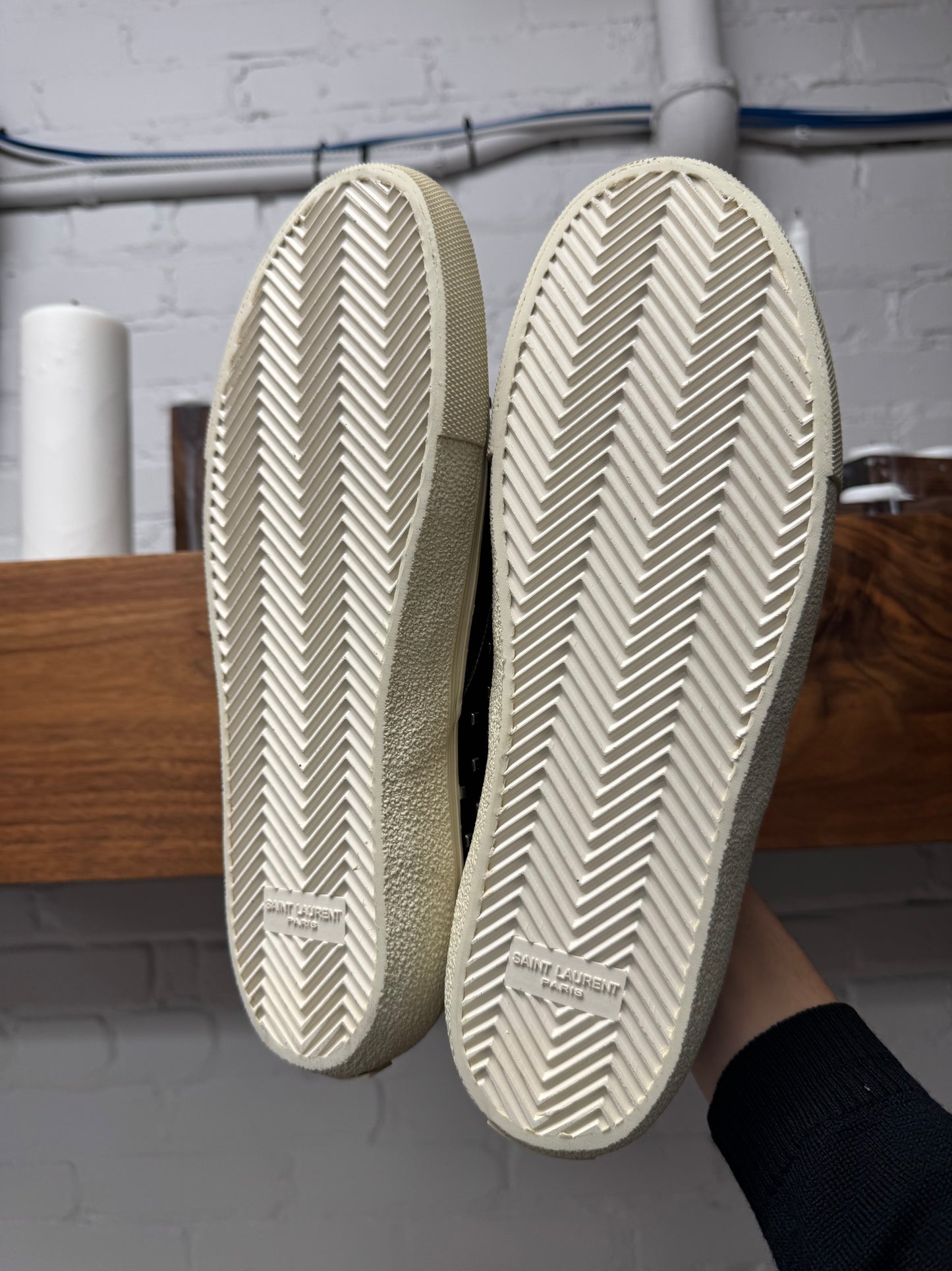 Saint Laurent Studded Leather Slip On Sneakers