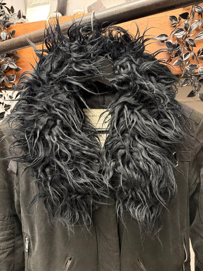 AW1999 Helmut Lang ‘Astro Parka’ Fur Hood Cropped Black Jacket