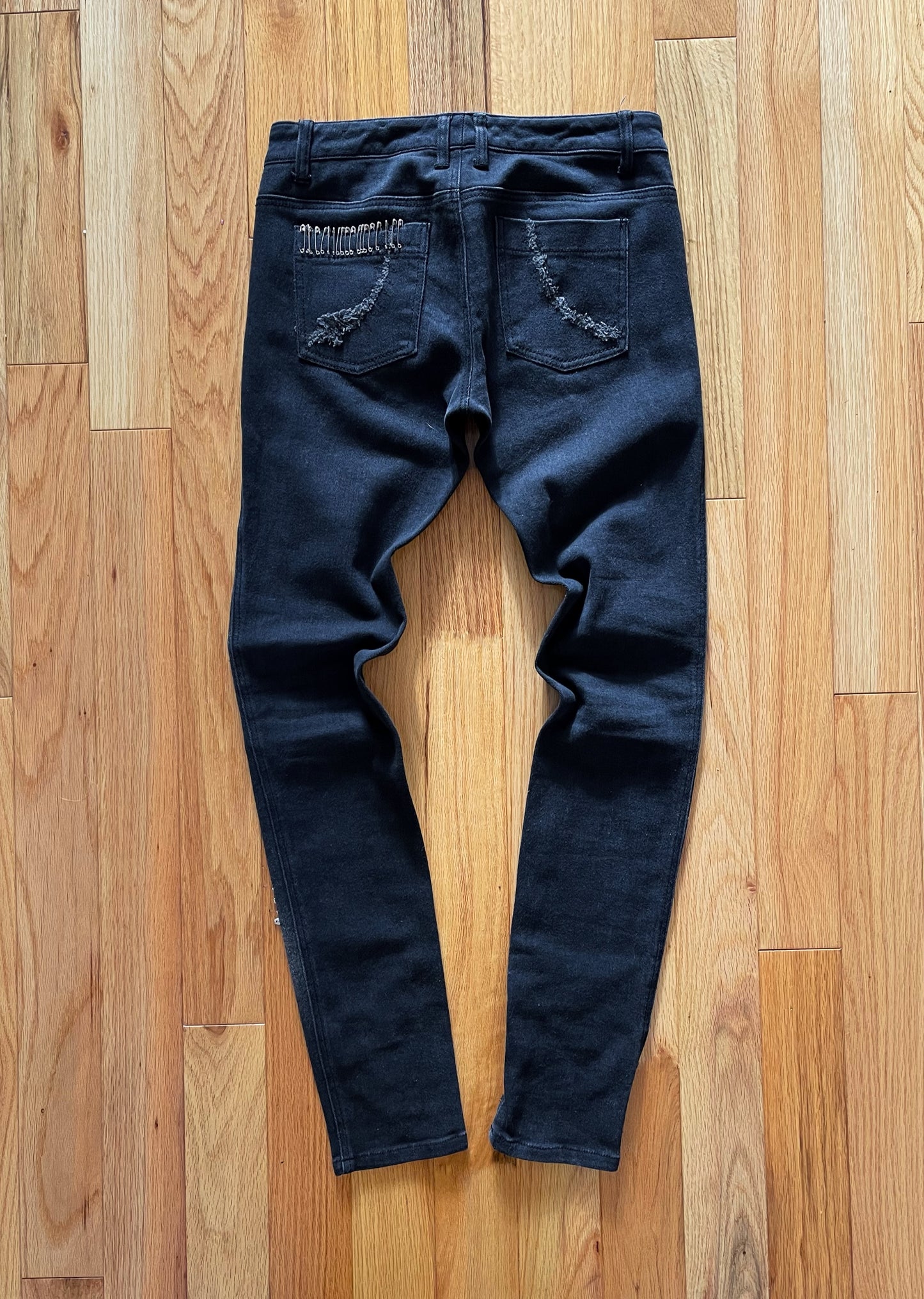 Tripp NYC “Safety Pin’ Washed Black Skinny Denim.