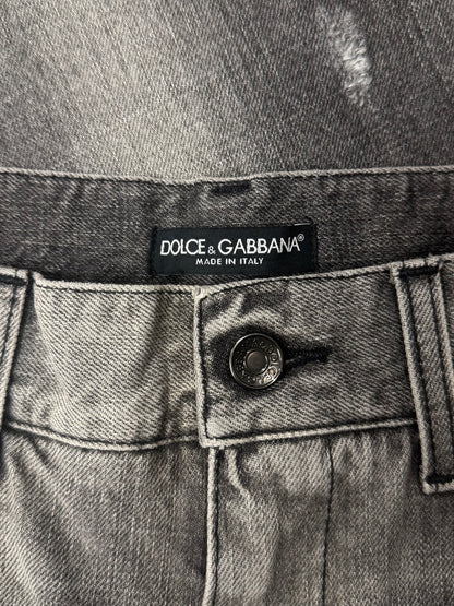 2000s Dolce & Gabbana Washed Grey Distressed Denim
