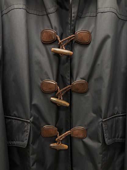 Vintage Gucci Flat Black Toggle Closure Shell Duffle Coat