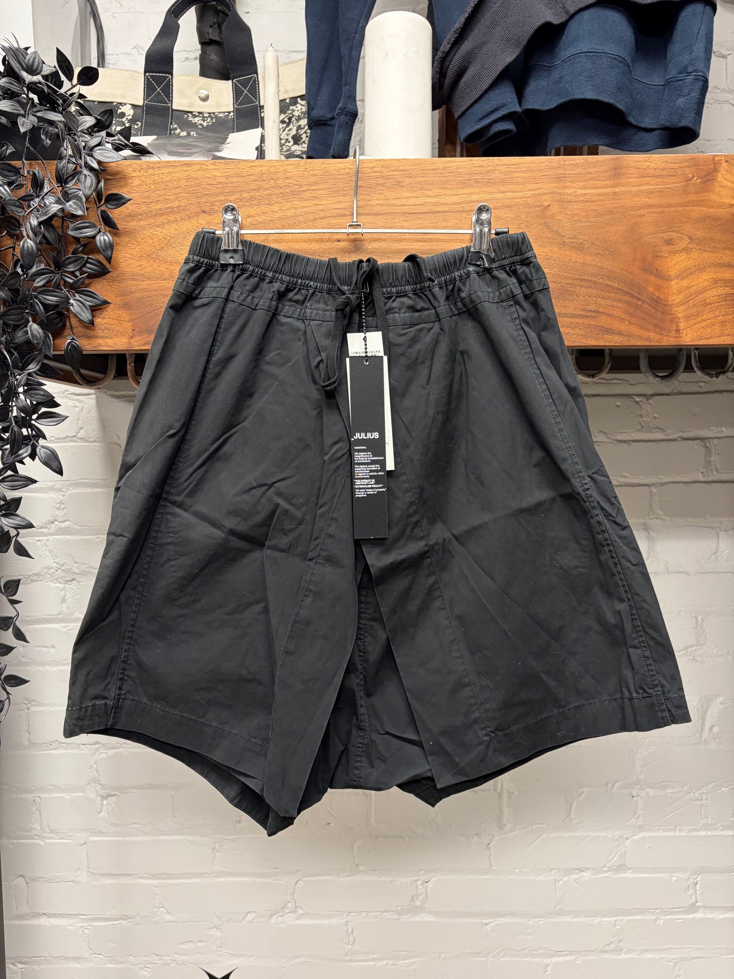 SS2017 Julius Layered Black Skirted Cotton Shorts