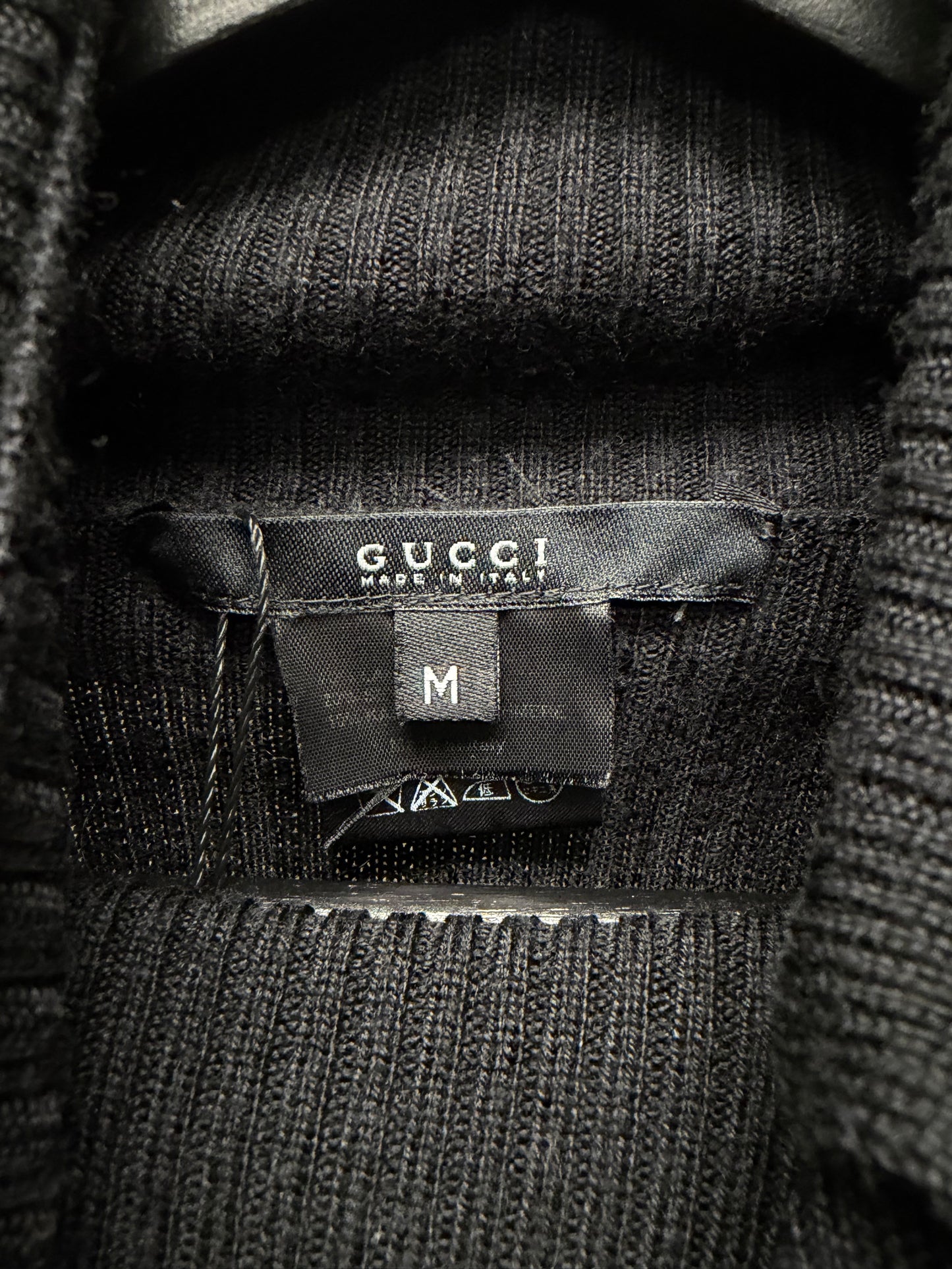 2000s Gucci Black Ribbed Cashmere Roll Neck Sweater