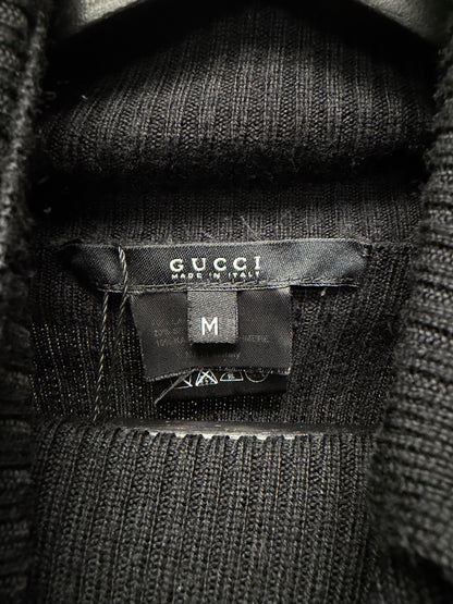 2000s Gucci Black Ribbed Cashmere Roll Neck Sweater