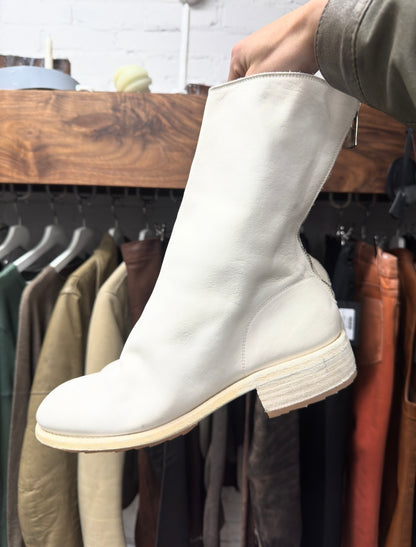 Guidi ‘788Z’ Back Zip Cream Calfskin Leather Mid-Cut Boots