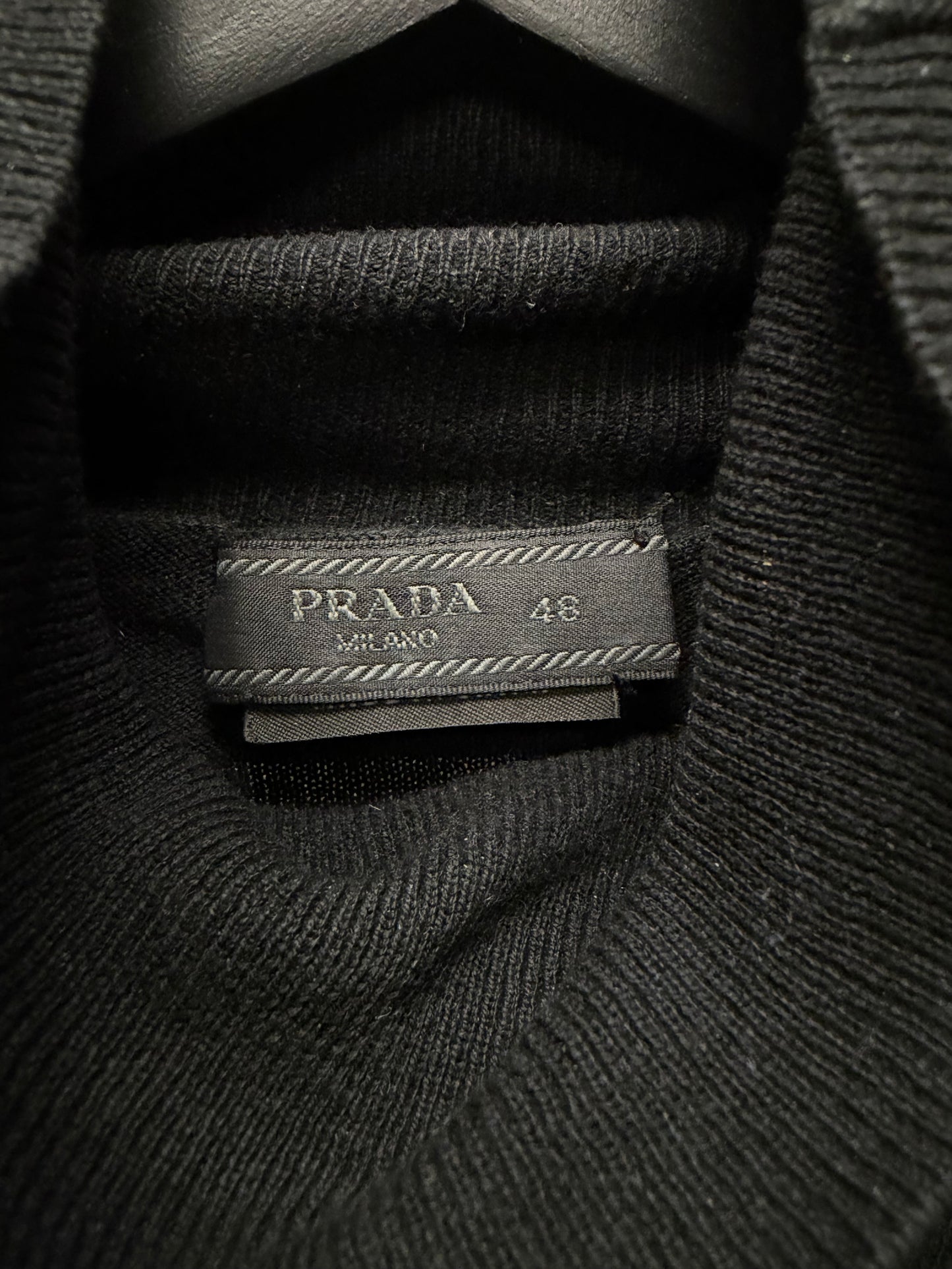 Prada Black Wool Knit Roll Neck Sweater