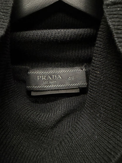 Prada Black Wool Knit Roll Neck Sweater