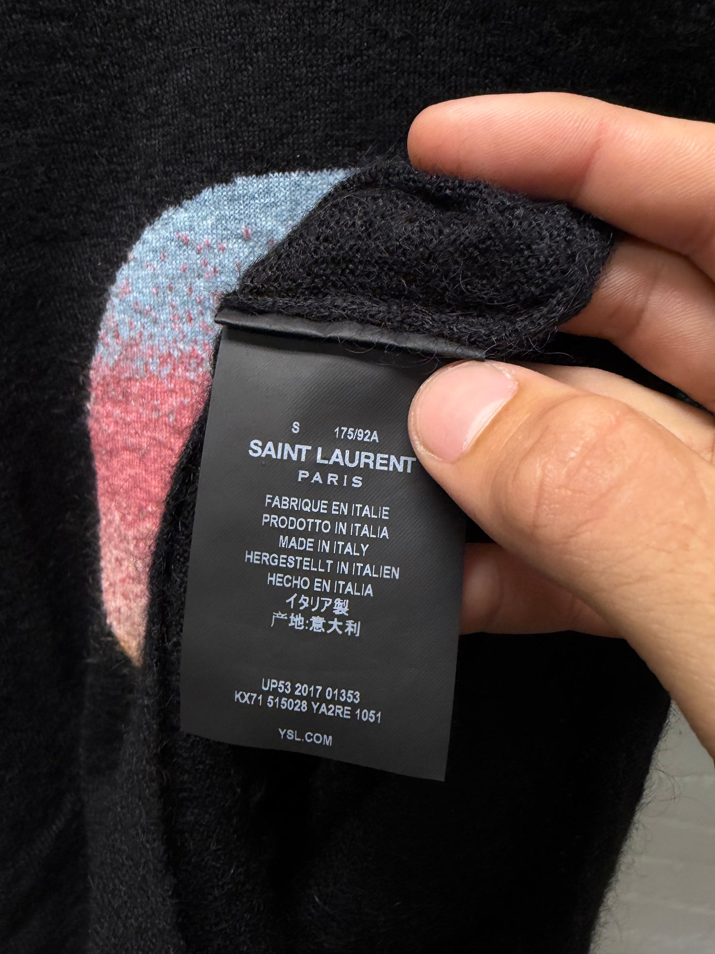 2017 Saint Laurent ‘Sunset Panther’ Black Mohair/Wool Knit Sweater