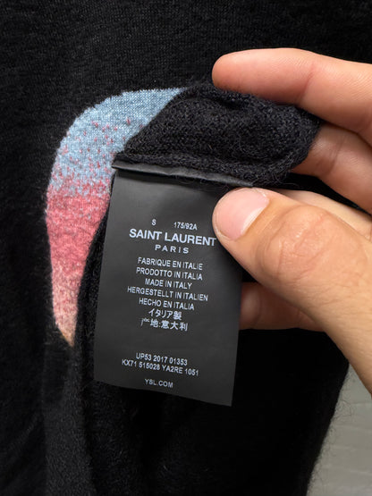 2017 Saint Laurent ‘Sunset Panther’ Black Mohair/Wool Knit Sweater