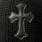 Chrome Hearts Cashmere Leather ‘Single Cross Patch’ Black Knit Beanie