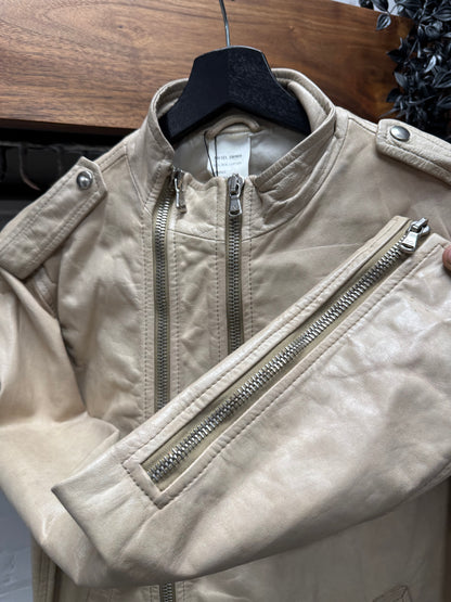 Dolce & Gabbana Double Zip Collar Calfskin Leather Moto Jacket