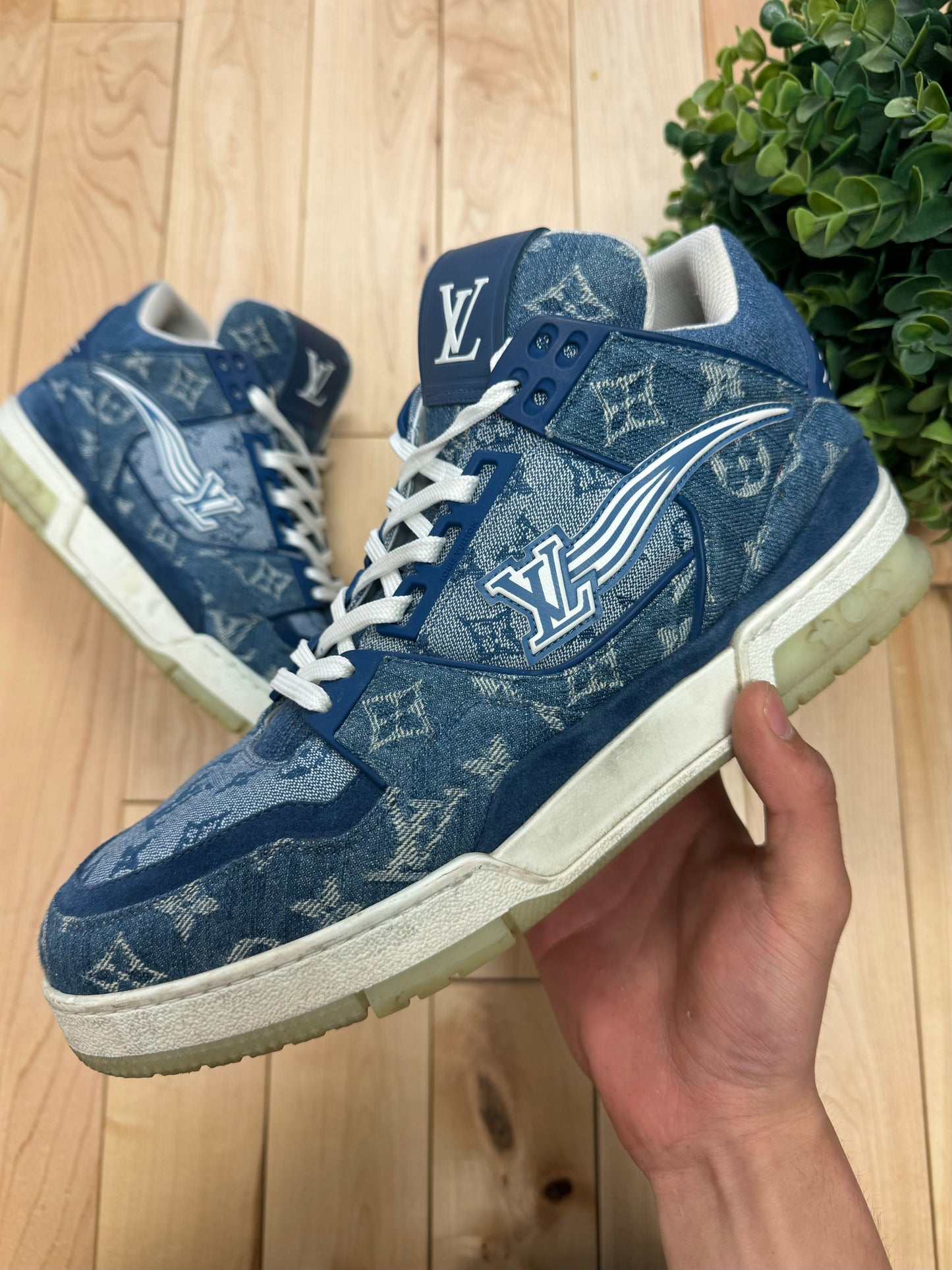 Louis Vuitton by Virgil Abloh Denim High Top Trainers