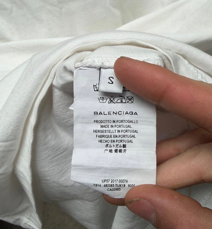 2017 Balenciaga ‘Femme Fatale’ Embroidered Script White Oversized T-Shirt