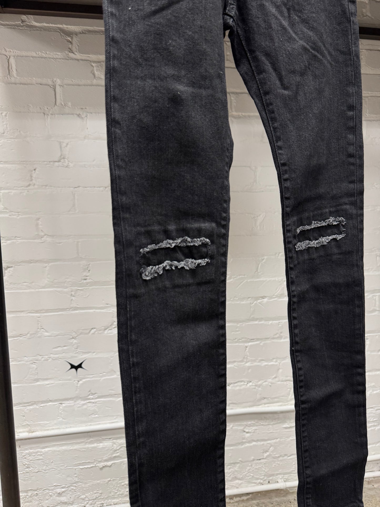 AW2016 Saint Laurent by Hedi Slimane ‘D02’ Black Knee Blowout Denim