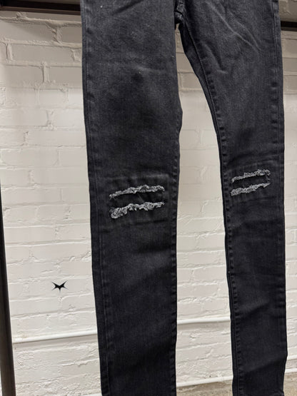 AW2016 Saint Laurent by Hedi Slimane ‘D02’ Black Knee Blowout Denim