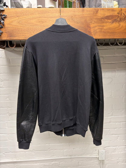 2014 Saint Laurent by Hedi Slimane Waxed Vinyl Sleeve Sweatshirt Bomber