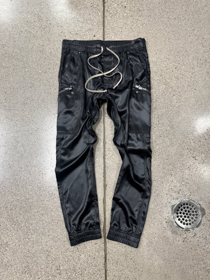 AW2020 Rick Owens ‘Performa’ Black Satin Cargo Pants