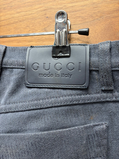 Gucci Waxed Silver Slim/Skinny Cut Vertical Corduoy Pants