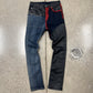 Rick Owens DRKSHDW Red/Black Waxed ‘Detroit’ Cut Hybrid Denim