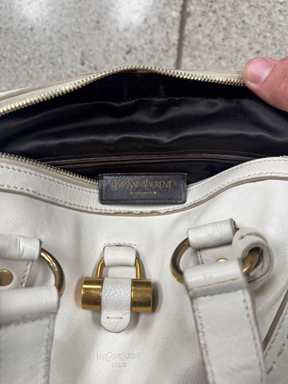 Yves Saint Laurent ‘Muse’ Cream White Leather Handbag