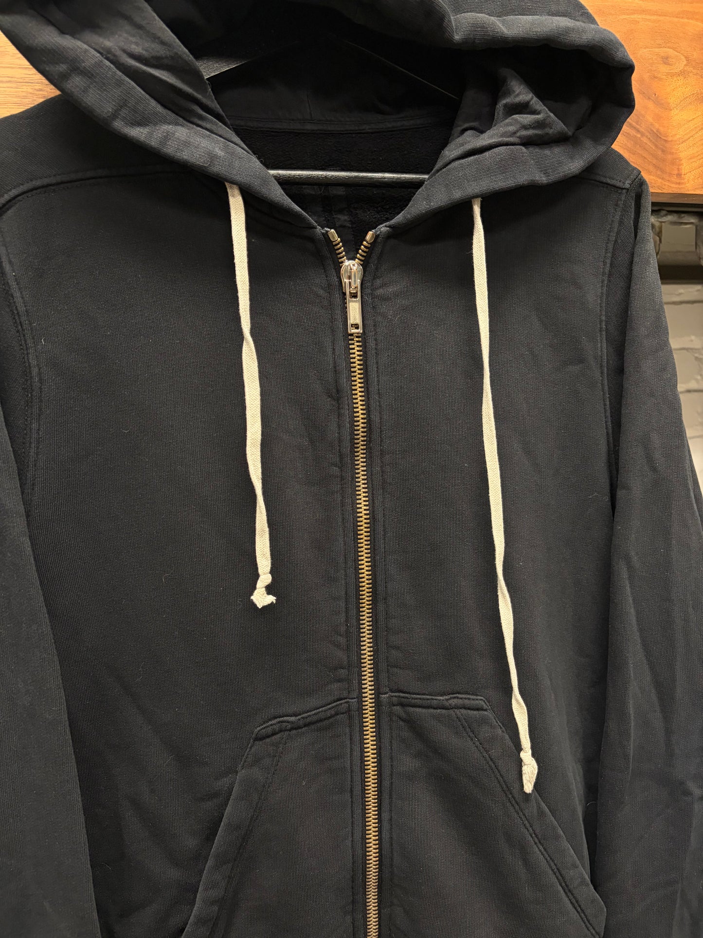 Rick Owens ‘Jason’ Black Cotton Zip-Up Hoodie