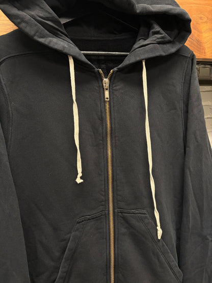 Rick Owens ‘Jason’ Black Cotton Zip-Up Hoodie