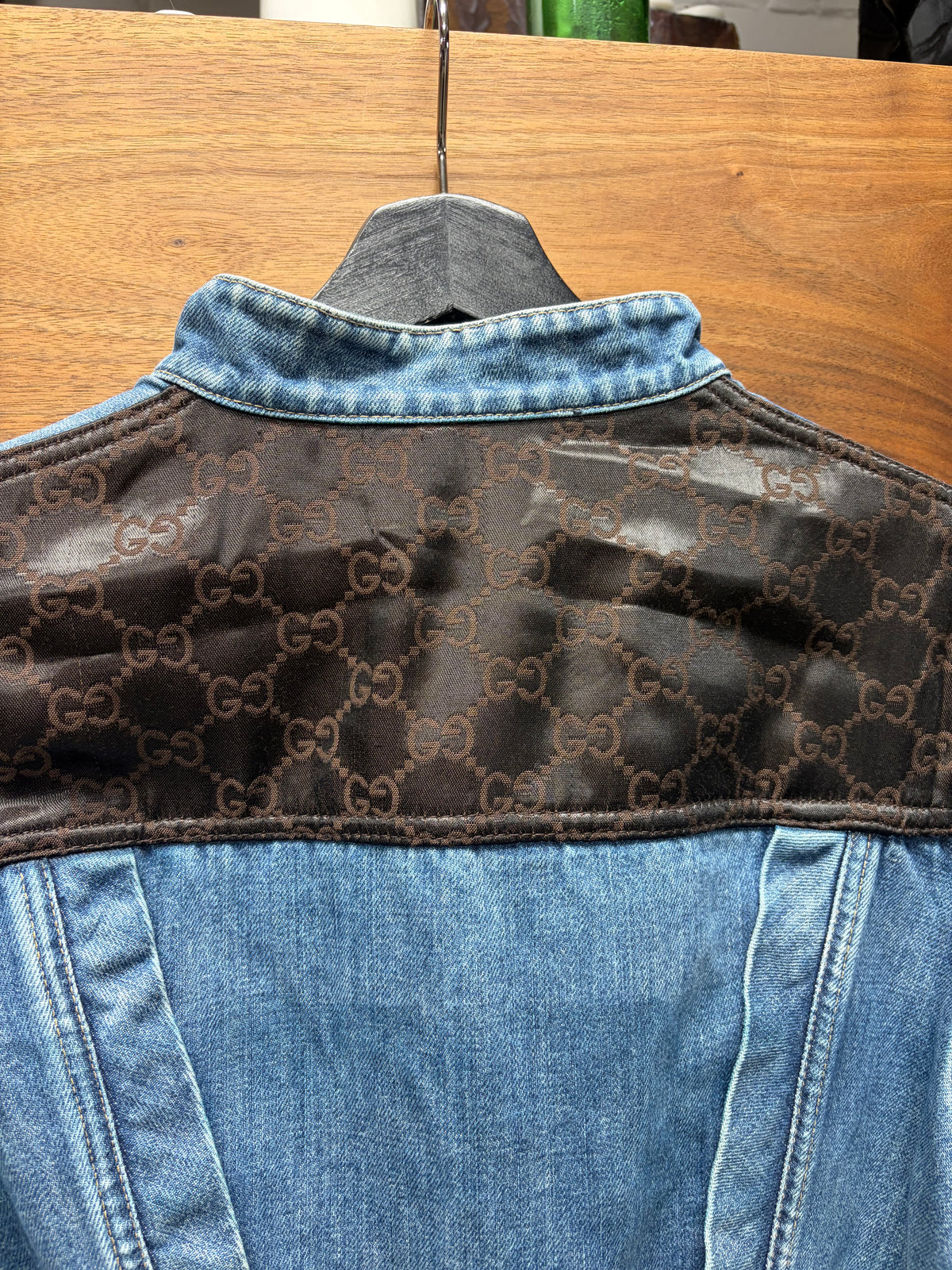 SS2004 Gucci by Tom Ford ‘Bamboo Belted’ Blue Denim Jacket with Bondage Lace Back Detailing