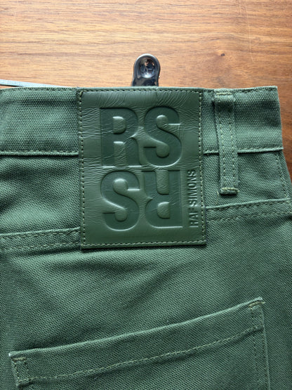 AW2022 Raf Simons Green ‘RS Patch’ Logo Wide Leg Denim