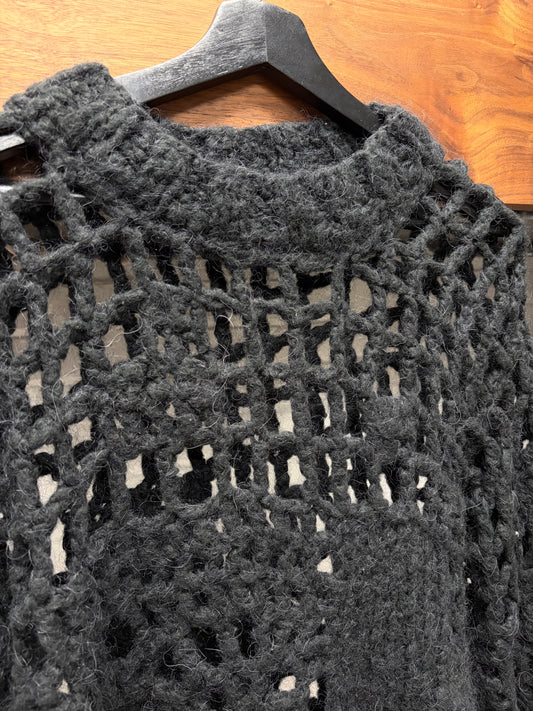 SS2020 Maison Margiela Loose Gauge Black Distressed Knit Sweater