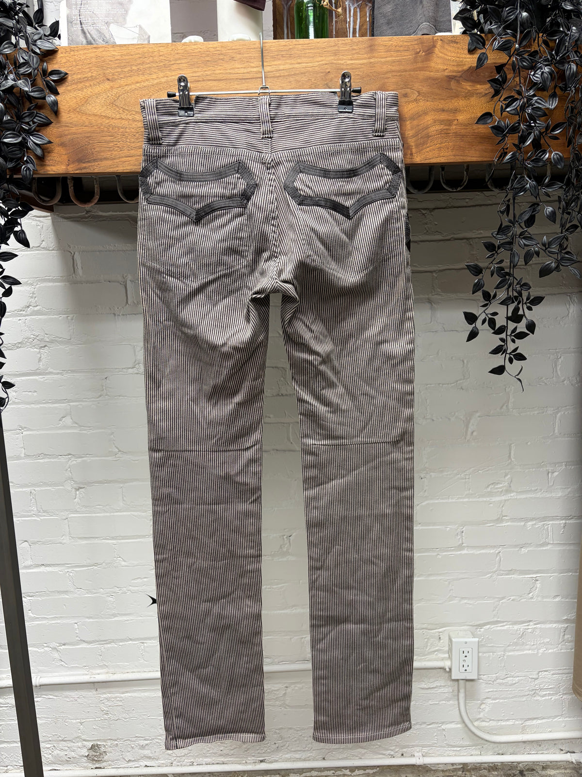 SS2009 Number (N)ine ‘The Lonesome Heroes’ Pinstripe Brown Skinny Jeans