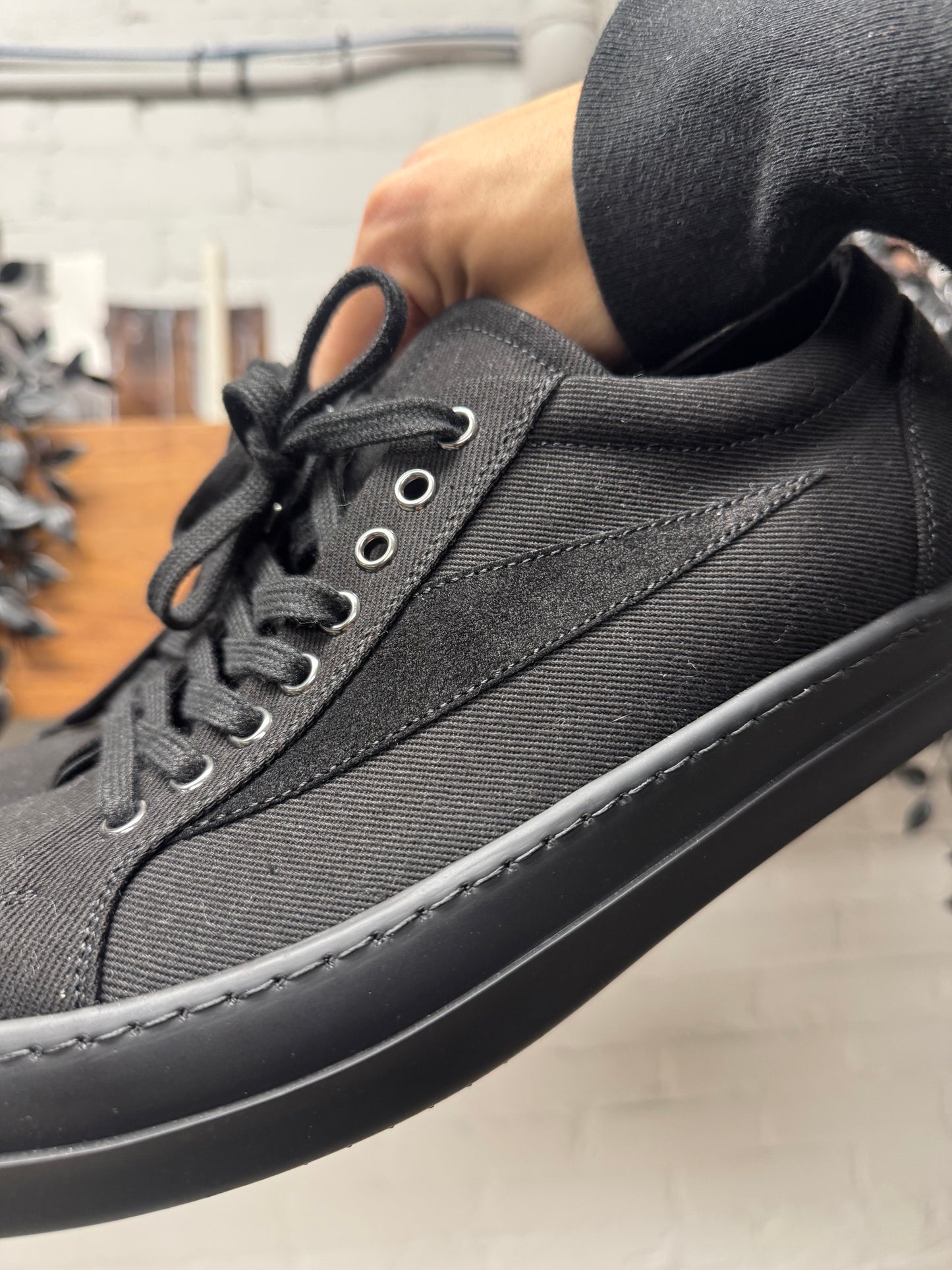 Rick Owens DRKSHDW Black Canvas ‘Vans’ Low Top Sneakers