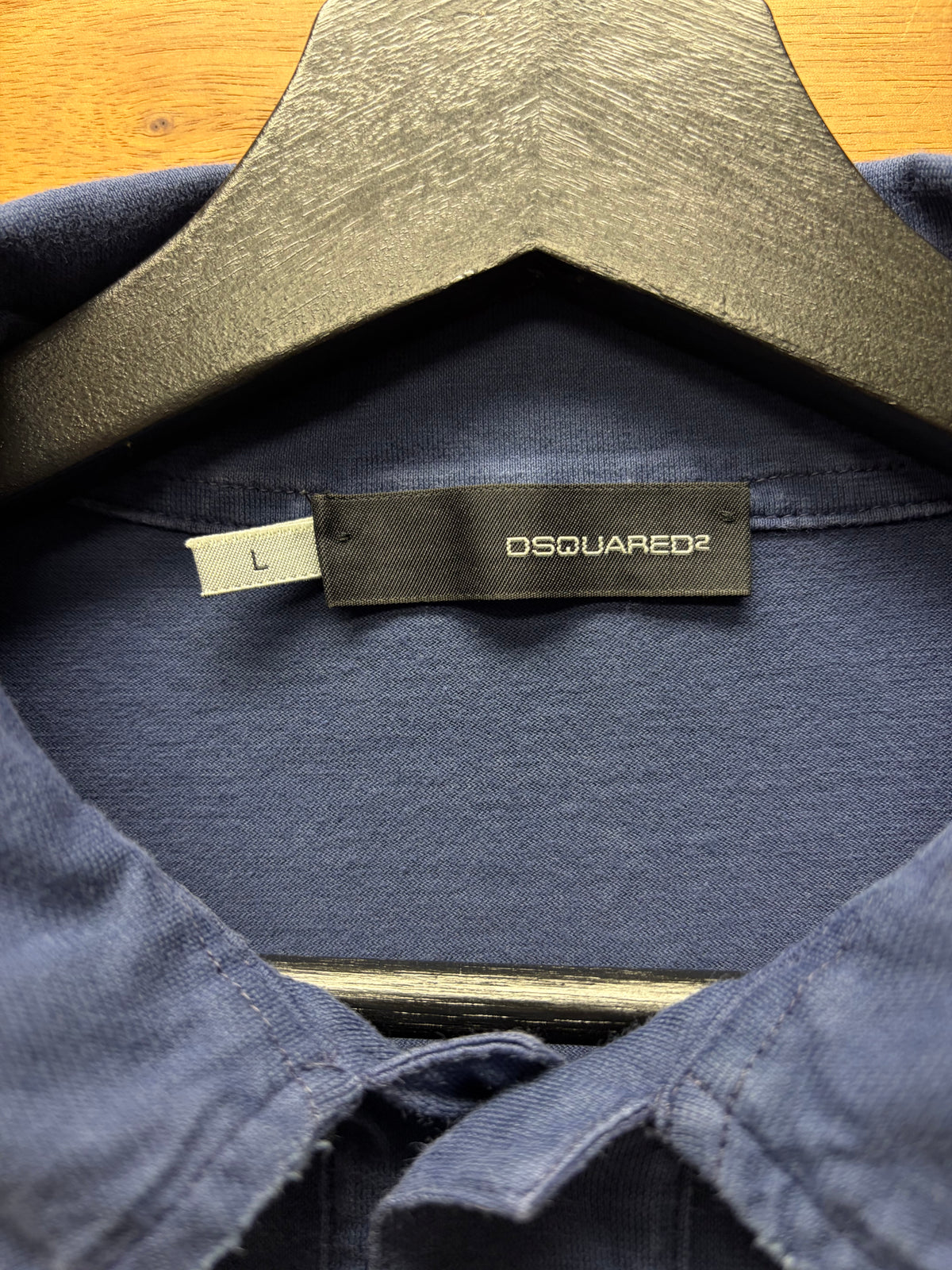 AW2006 Dsquared2 'Duke' Blue Lion Crest Distressed Long Sleeve Polo