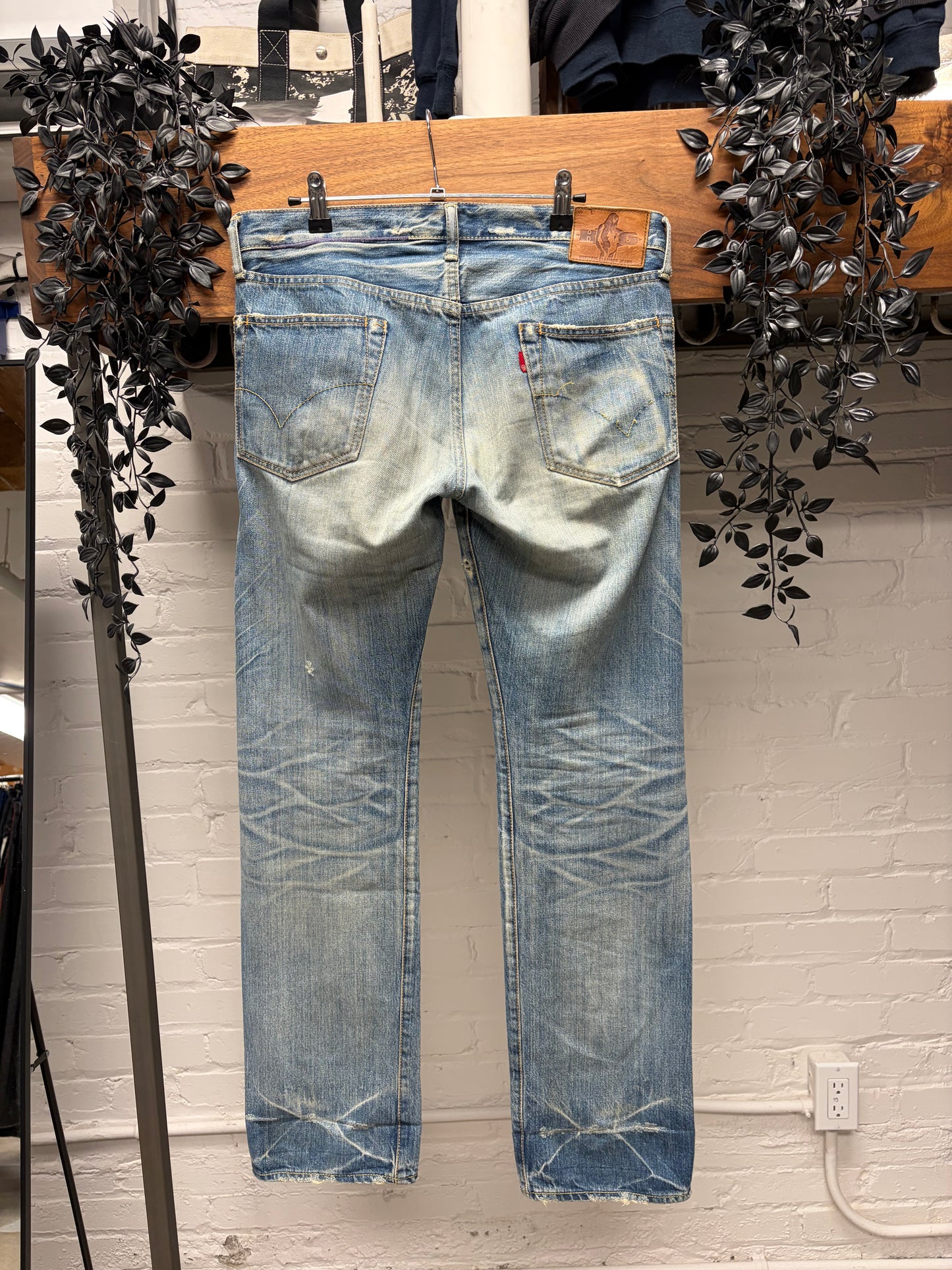 Hysteric Glamour ‘Dirt Washed’ Blue Studded Skinny Jeans