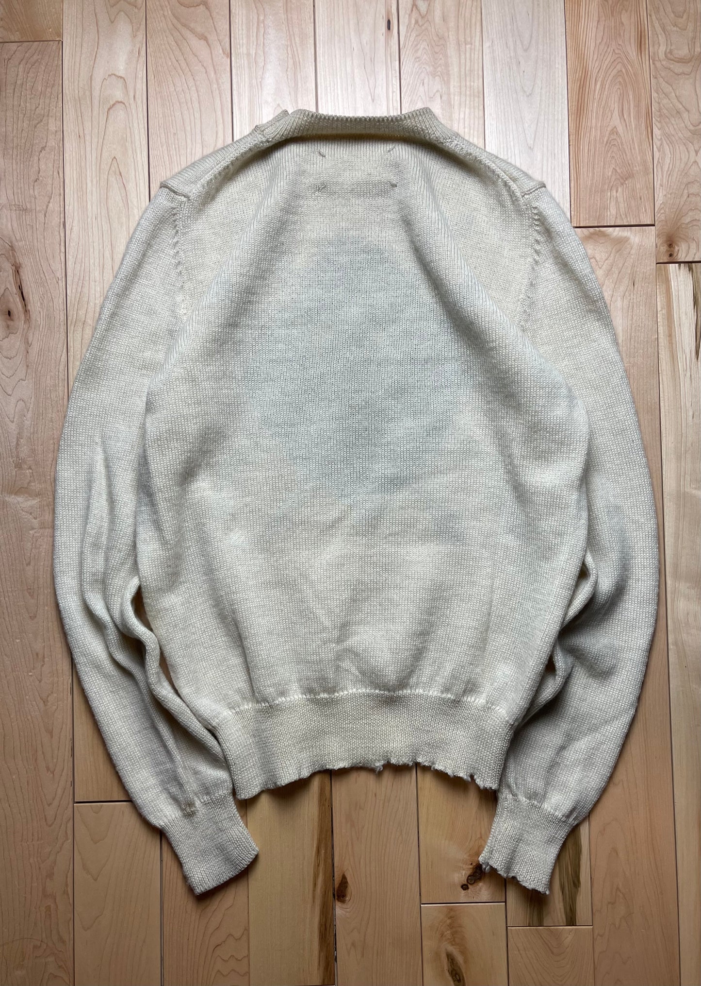 Margiela Cream White Diamond Knit Sweater