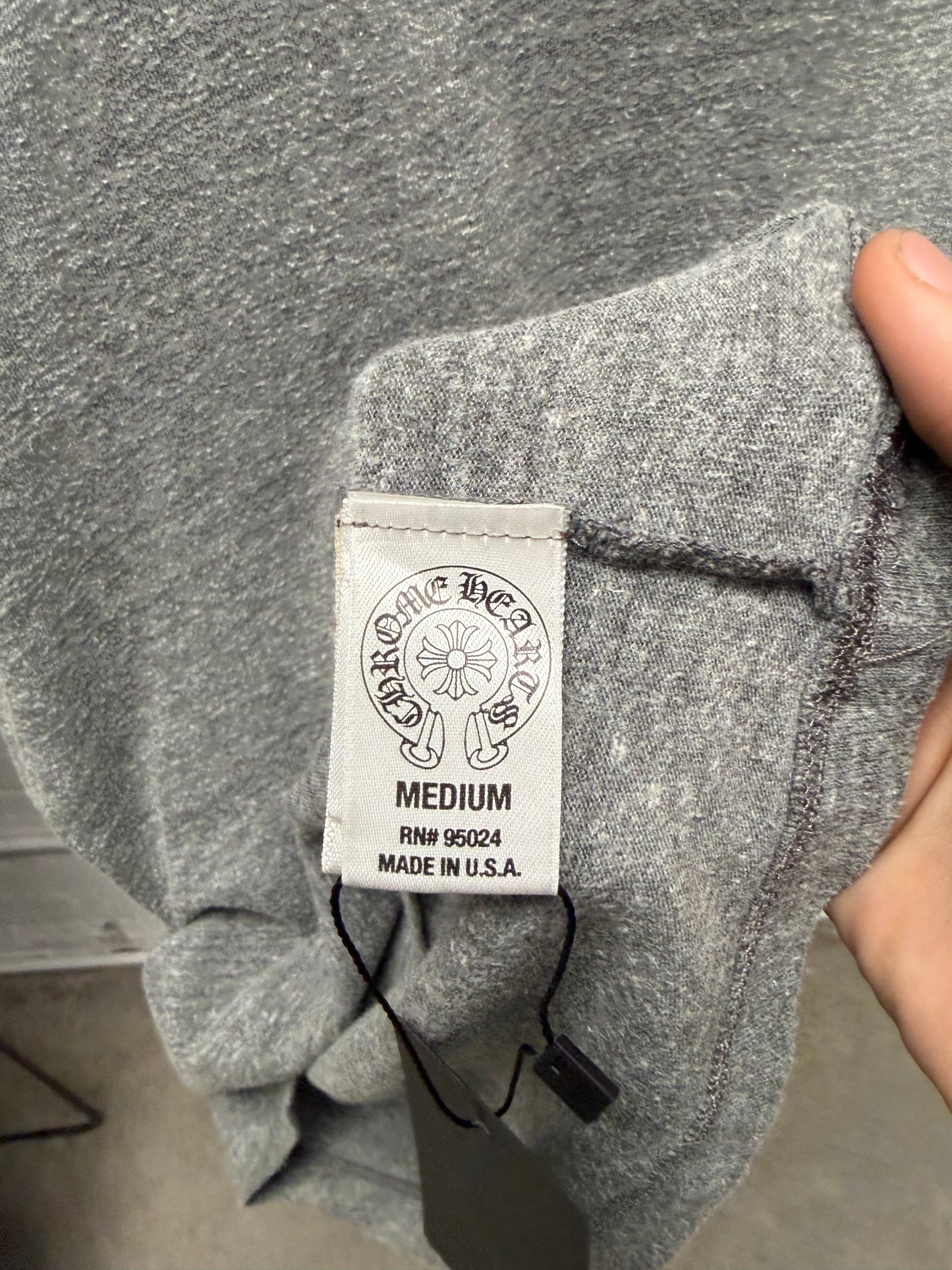 Chrome Hearts ‘CH Plus Cross’ Heather Grey V-Neck T-Shirt