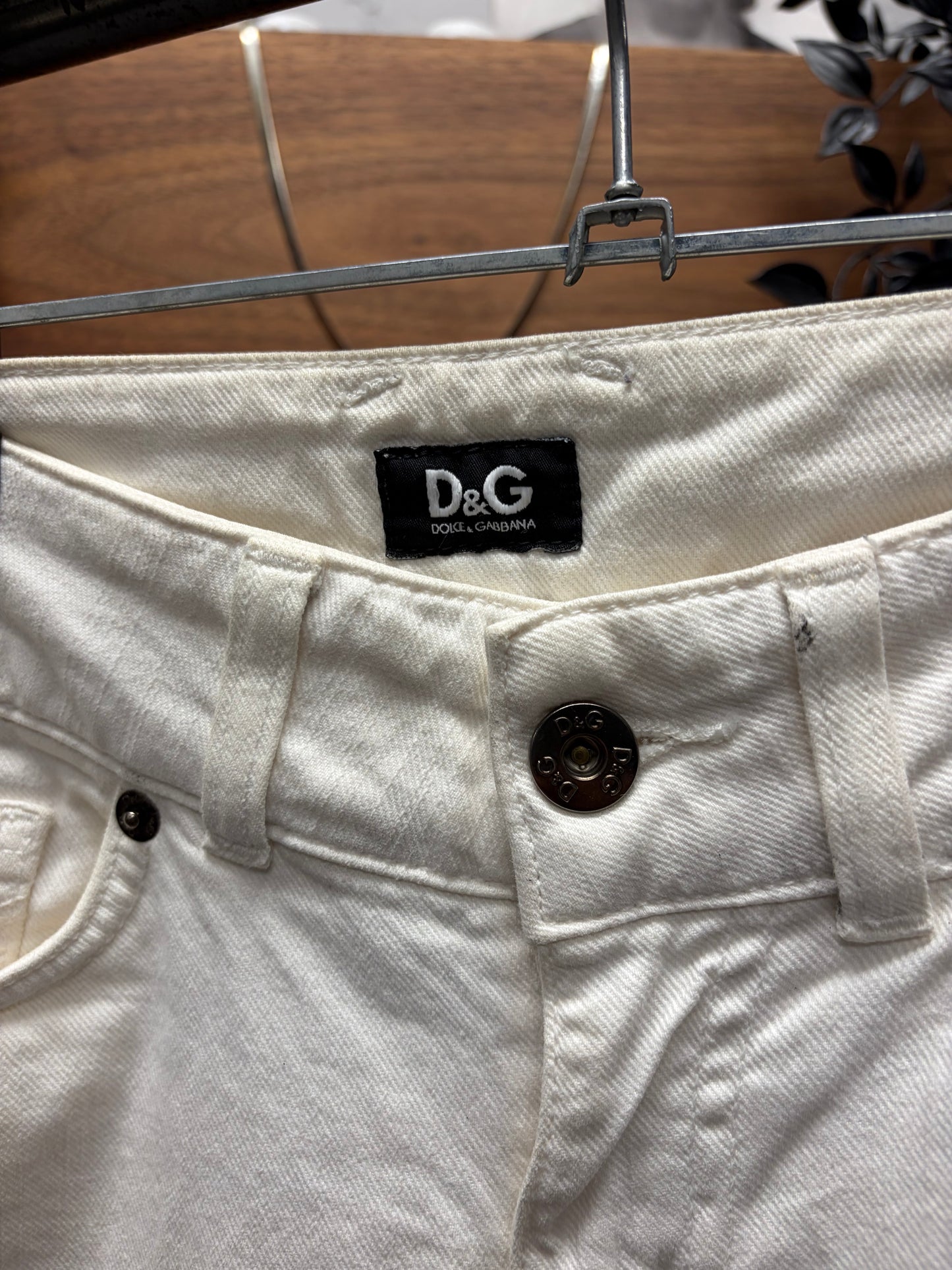 2000s Dolce & Gabbana Low Rise White Flared Denim