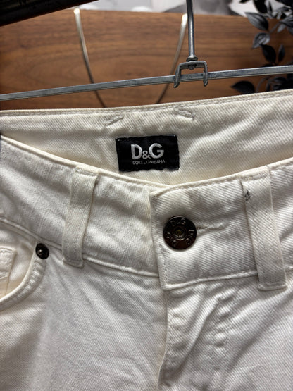 2000s Dolce & Gabbana Low Rise White Flared Denim