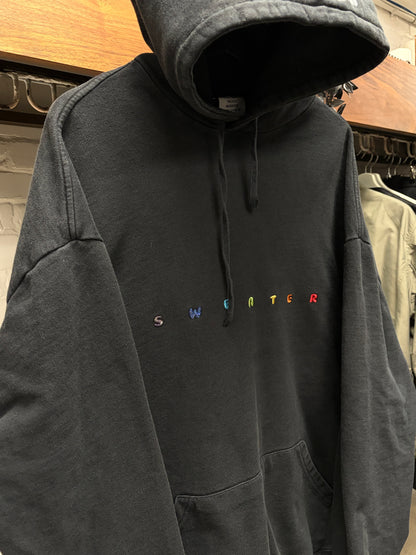 AW2018 Vetements ‘Friends’ Embroidered Logo Black Pullover Hoodie