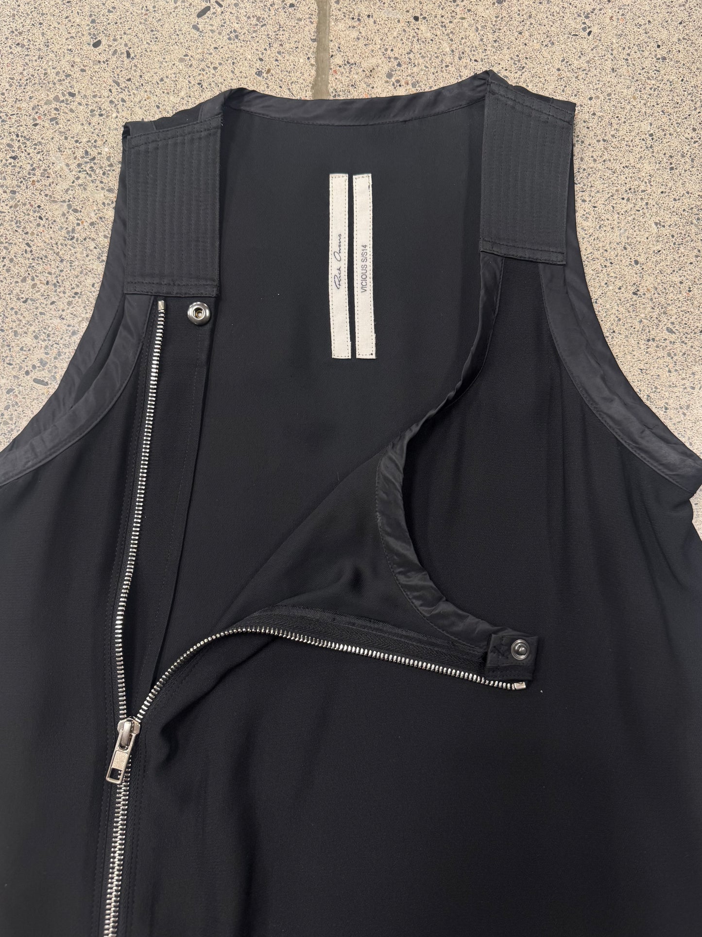 SS2014 Rick Owens ‘Vicious’ Asymmetric Zip Tank Top