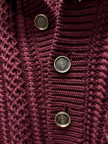2000s Gucci by Frida Giannini Military Inspired Merino Wool Cable Knit Sweater