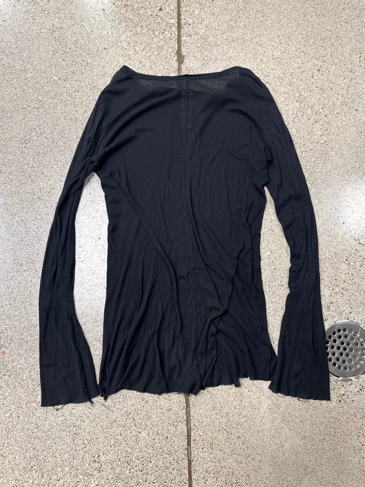 AW2020 Rick Owens ‘Performa’ Black Semi Sheer Long Sleeve Shirt